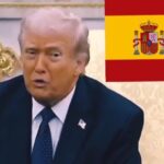 ٹرمپ اور اسپین کے درمیان تعلقات ختم کرنے کے مبینہ اعلان پر عالمی سیاسی کشیدگی کی نمائندہ تصویر